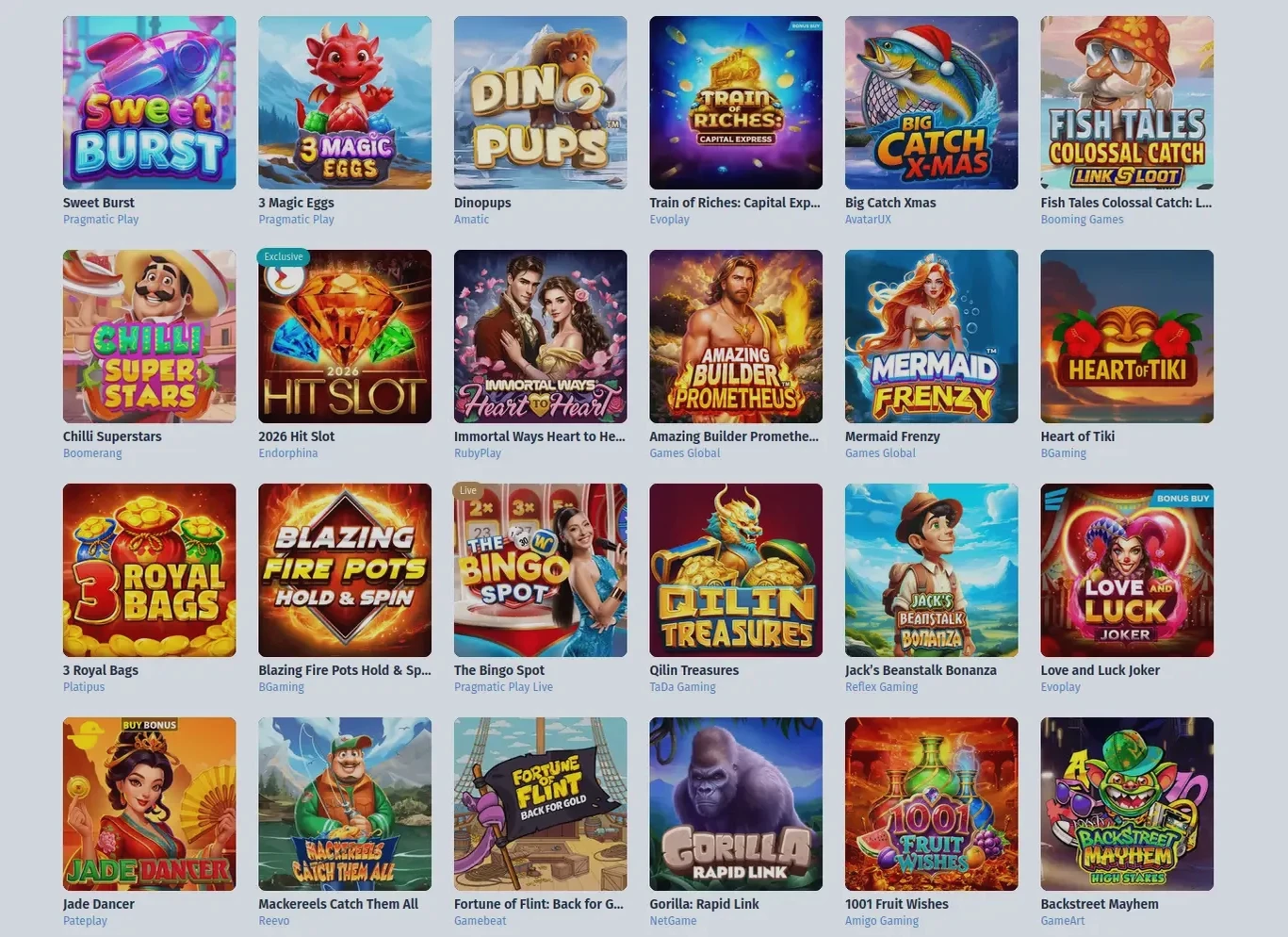Игровой интерфейс казино Болливуд